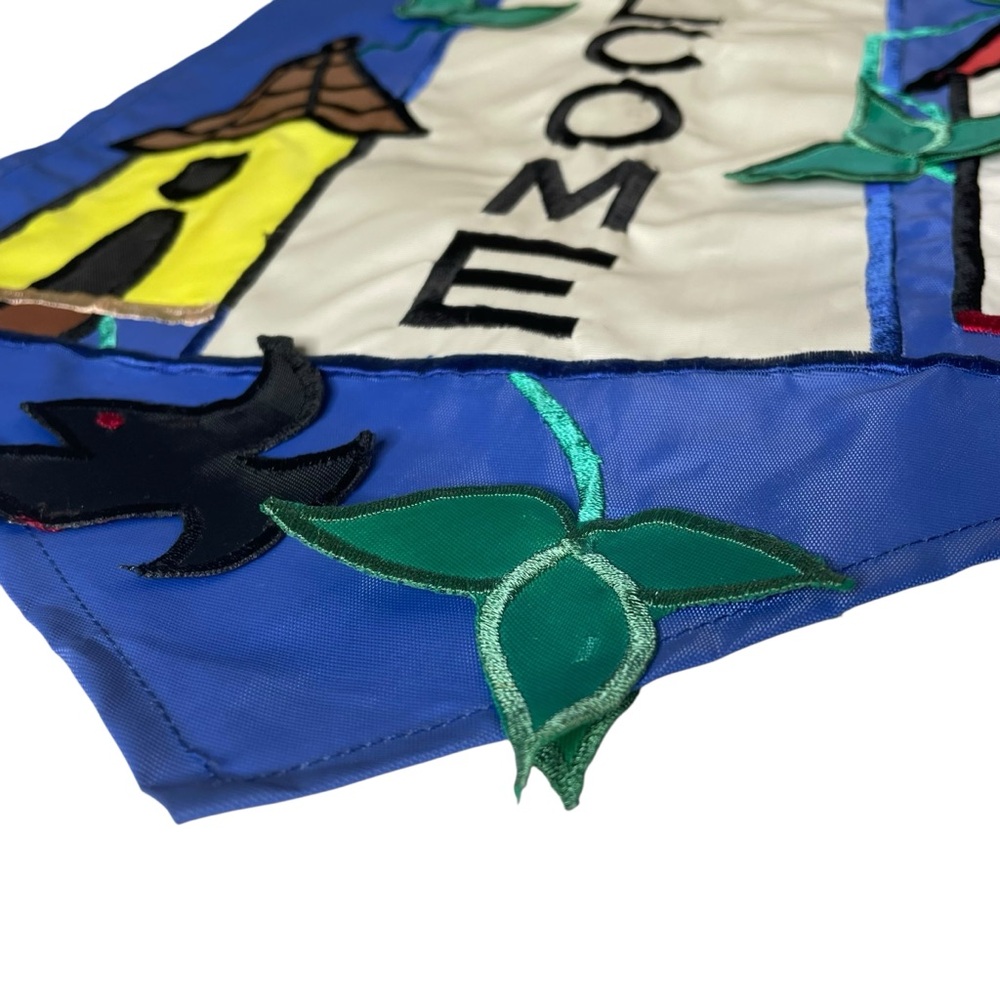 Birdhouses Welcome Yard Flag 3-D Hanging Banner Bird Colorful Vintage ‘90s 12x17